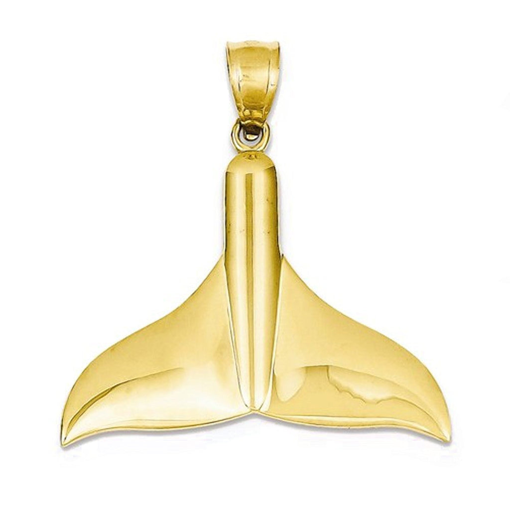 14k Yellow Gold Whale Tail Pendant Charm - [cklinternational]