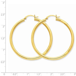 14K Yellow Gold 45mm x 3mm Classic Round Hoop Earrings