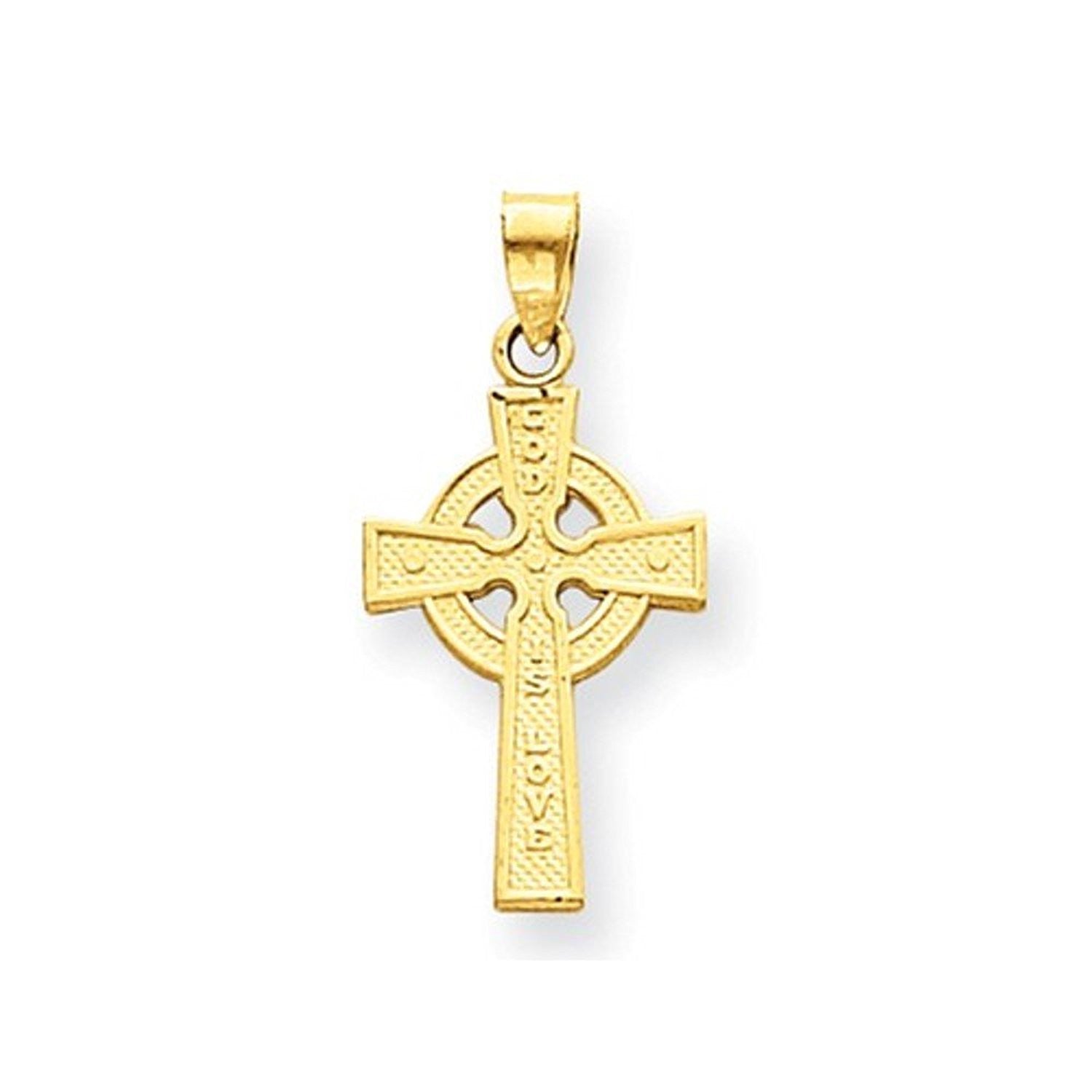 14k Yellow Gold Celtic Cross Pendant Charm