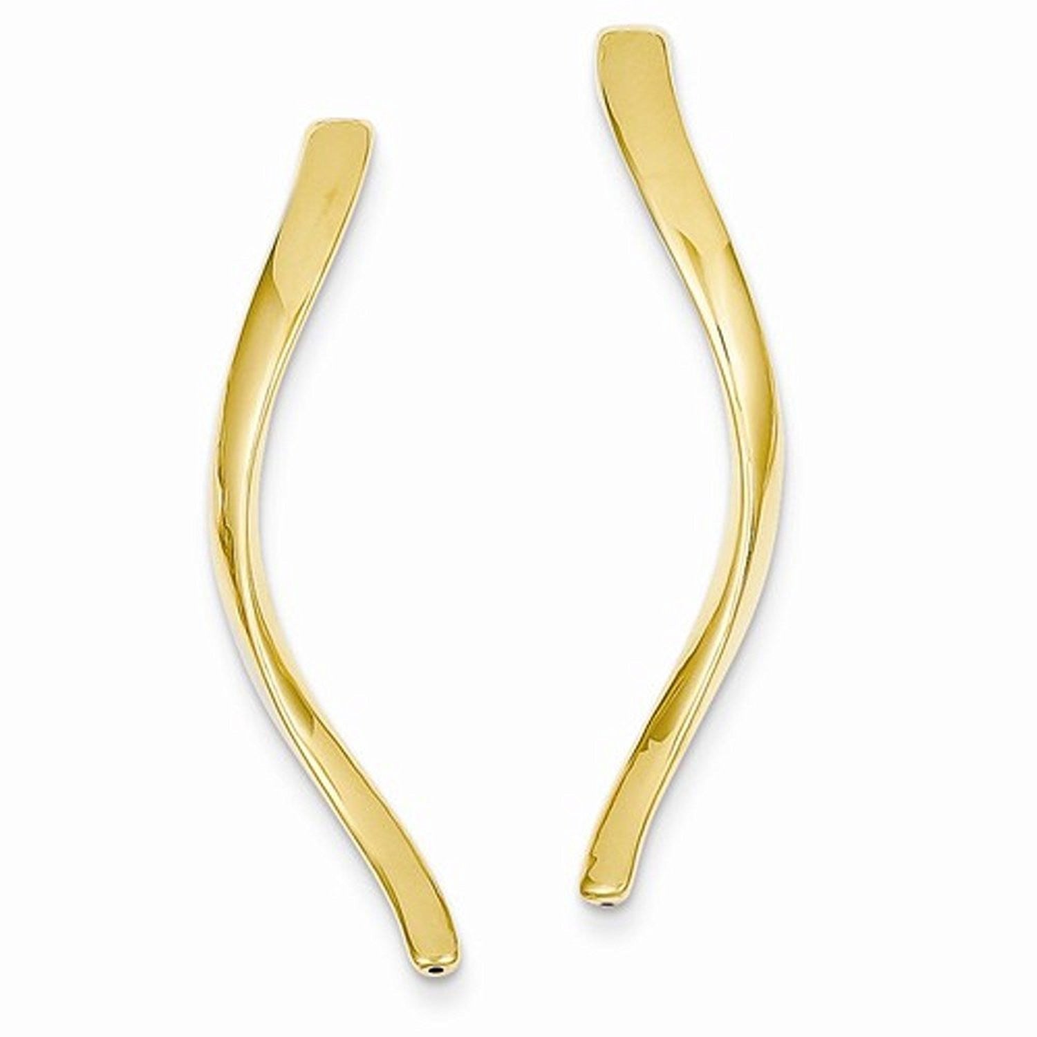 14k Yellow Gold Modern Contemporary Swirl Spiral Post Earrings