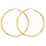 Lataa kuva Galleria-katseluun, 14K Yellow Gold 40mm Satin Textured Round Endless Hoop Earrings
