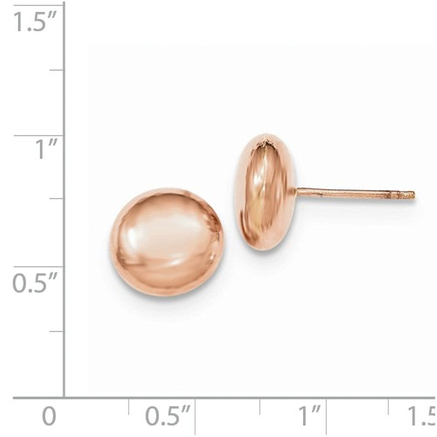 14k Rose Gold 10.5mm Button Polished Post Stud Earrings