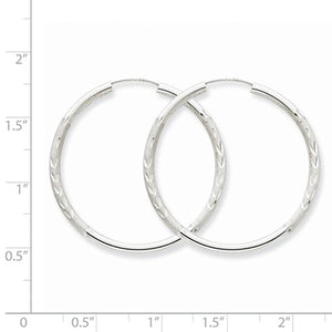 14K White Gold 33mm Satin Textured Round Endless Hoop Earrings