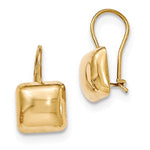 Indlæs billede til gallerivisning 14k Yellow Gold Square Button 10mm Kidney Wire Button Earrings
