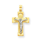 이미지를 갤러리 뷰어에 로드 , 14k Gold Two Tone Crucifix Cross Pendant Charm - [cklinternational]

