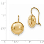 Indlæs billede til gallerivisning 14k Yellow Gold Round Button 12mm Kidney Wire Button Earrings
