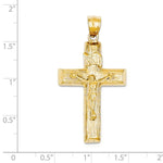 Lataa kuva Galleria-katseluun, 14k Yellow Gold Cross Crucifix Open Back Pendant Charm - [cklinternational]
