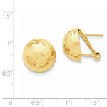 Charger l&#39;image dans la galerie, 14k Yellow Gold Hammered 14mm Half Ball Omega Post Earrings
