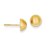 Load image into Gallery viewer, 14k Yellow Gold 8mm Satin Half Ball Button Post Earrings
