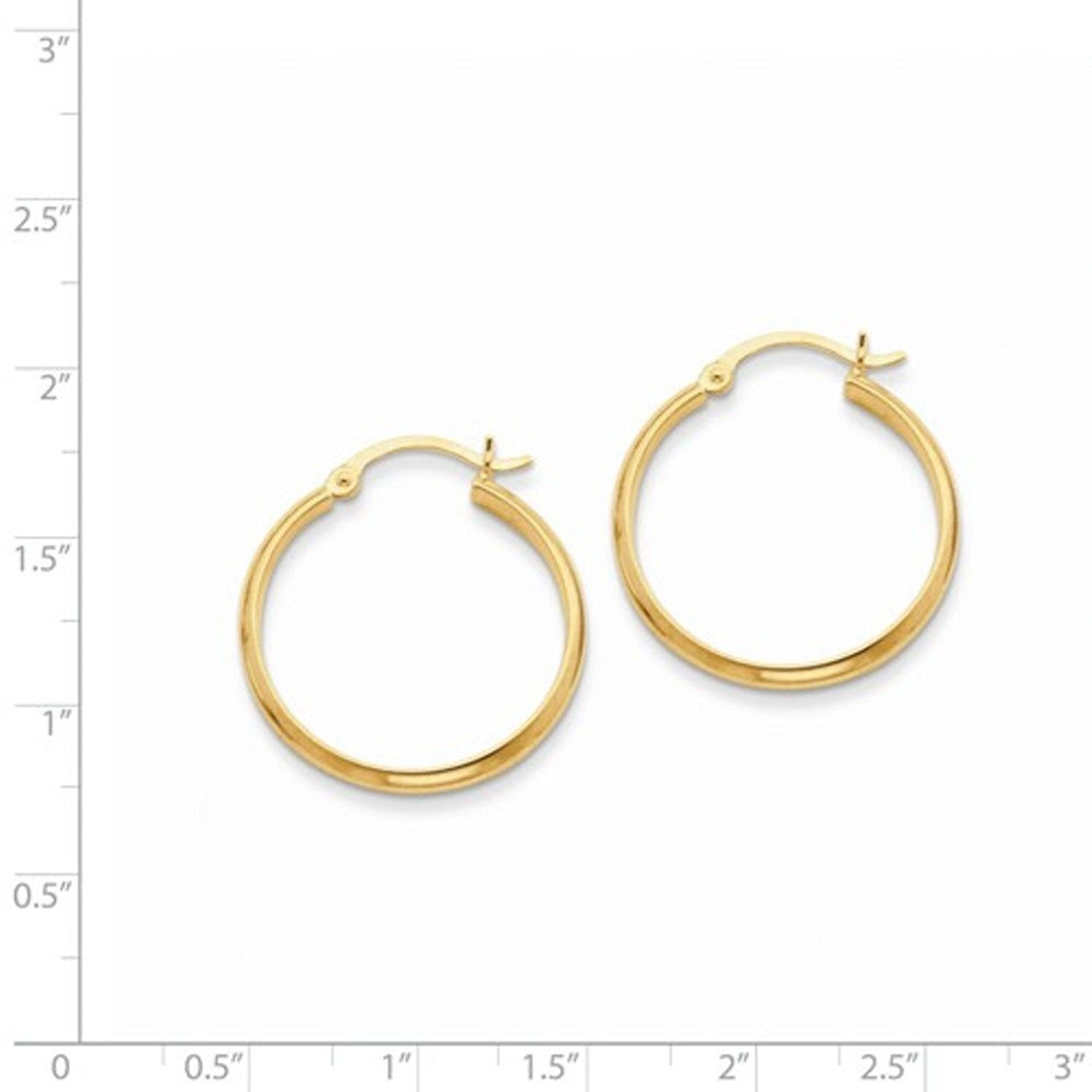14K Yellow Gold 25mmx2.75mm Classic Round Hoop Earrings