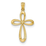 Load image into Gallery viewer, 14k Yellow Gold Ribbon Cross Pendant Charm
