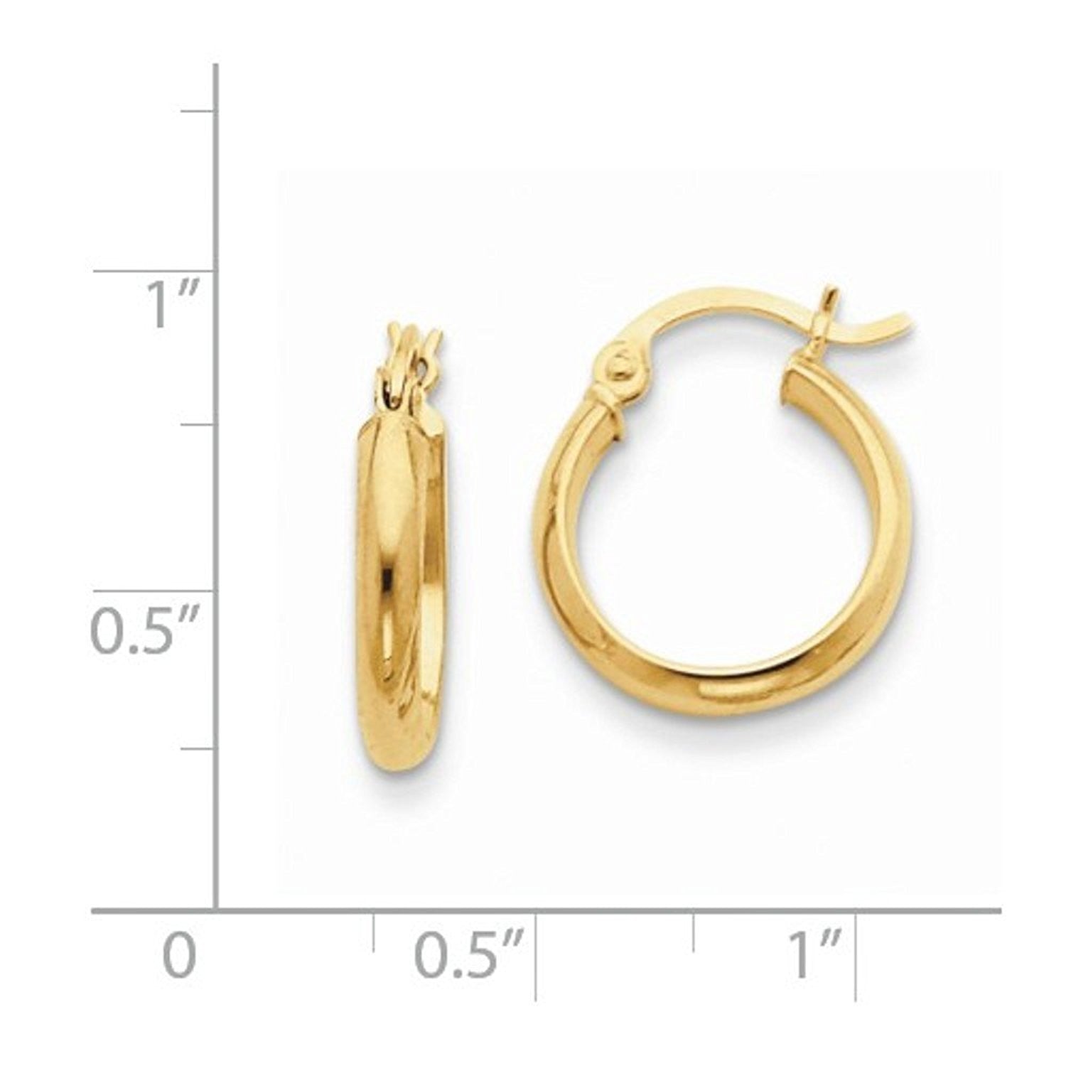 14K Yellow Gold 15mmx2.75mm Classic Round Hoop Earrings