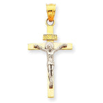 画像をギャラリービューアに読み込む, 14k Gold Two Tone INRI Crucifix Cross Pendant Charm
