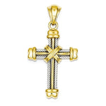 Load image into Gallery viewer, 14k Gold Two Tone Cross Open Back Pendant Charm
