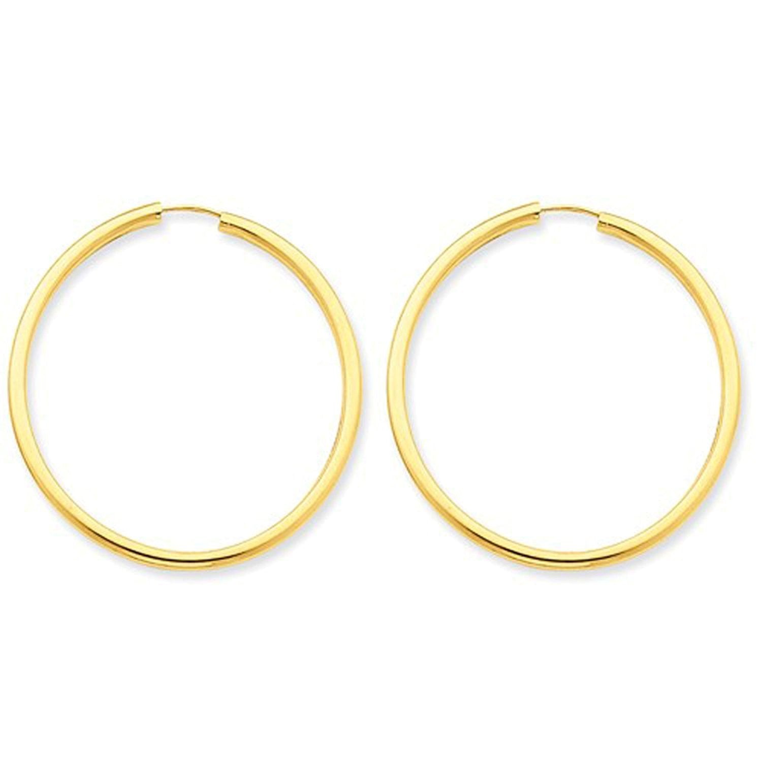 14K Yellow Gold 33mm x 2mm Round Endless Hoop Earrings