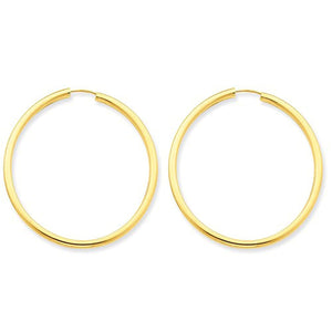 14K Yellow Gold 33mm x 2mm Round Endless Hoop Earrings