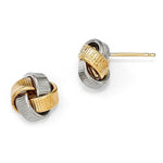 Load image into Gallery viewer, 14k Gold Two Tone Textured Love Knot Post Stud Earrings
