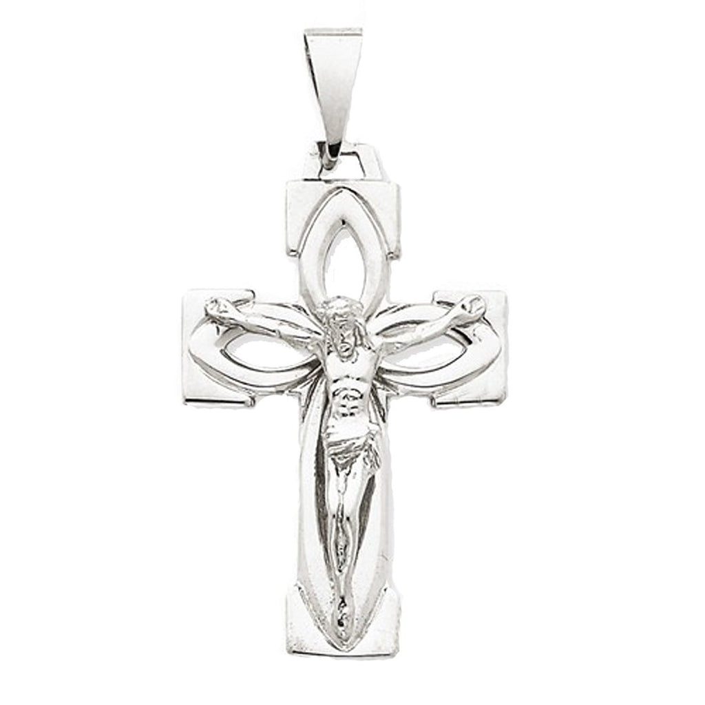 14k White Gold Cross Crucifix Pendant Charm - [cklinternational]