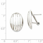 Load image into Gallery viewer, 14k White Gold Oval Textured Button Omega Back Post Earrings

