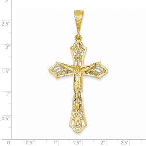 14k Yellow Gold Large Cross Crucifix Pendant Charm - [cklinternational]