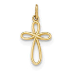 Indlæs billede til gallerivisning 14k Yellow Gold Ribbon Cross Small Pendant Charm
