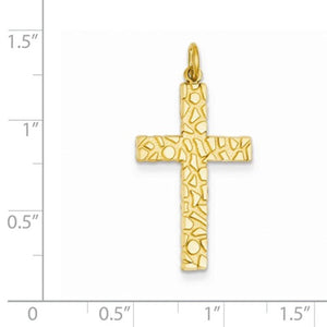 14k Yellow Gold Nugget Style Cross Pendant Charm - [cklinternational]