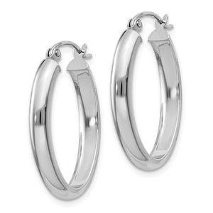 14k White Gold Classic Oval Hoop Earrings