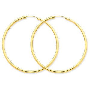 14K Yellow Gold 45mm x 2mm Round Endless Hoop Earrings