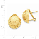 將圖片載入圖庫檢視器 14k Yellow Gold Hammered 16mm Half Ball Omega Post Earrings
