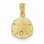 Cargar imagen en el visor de la galería, 14k Yellow Gold Small Sand Dollar Pendant Charm
