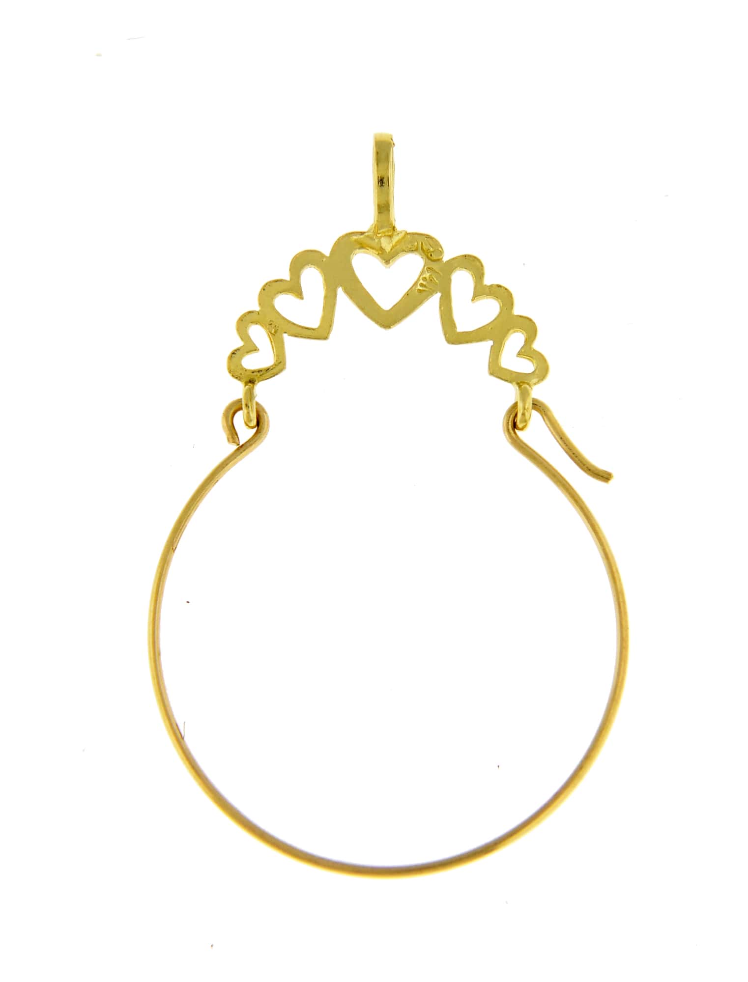 14K Yellow Gold Hearts Charm Holder Pendant
