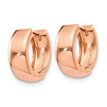 Load image into Gallery viewer, 14k Rose Gold Classic Round Polished Hinged Hoop Huggie Earrings
