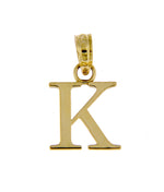 Indlæs billede til gallerivisning 14K Yellow Gold Uppercase Initial Letter K Block Alphabet Pendant Charm
