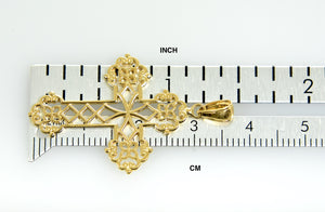 14k Yellow Gold Cross Lacey Pendant Charm - [cklinternational]