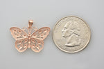 Carica l&#39;immagine nel visualizzatore di Gallery, 14k Rose Gold Rhodium Butterfly Open Back Pendant Charm
