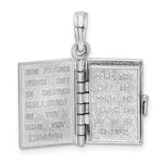 Afbeelding in Gallery-weergave laden, 14K White Gold Holy Bible Book Lord&#39;s Prayer 3D Pendant Charm
