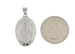 Indlæs billede til gallerivisning 14k White Gold Blessed Virgin Mary Miraculous Medal Pendant Charm
