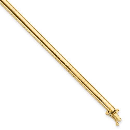 14K Yellow Gold 4mm Domed Omega Bracelet Necklace Chain