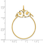 Carregar imagem no visualizador da galeria, 14K Yellow Gold Twin Hearts Charm Holder Hanger Connector Pendant
