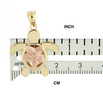 Load image into Gallery viewer, 14k Gold Two Tone Turtle Plumeria Flower Pendant Charm
