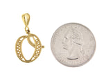 Load image into Gallery viewer, 14K Yellow Gold Initial Letter O Cursive Script Alphabet Filigree Pendant Charm
