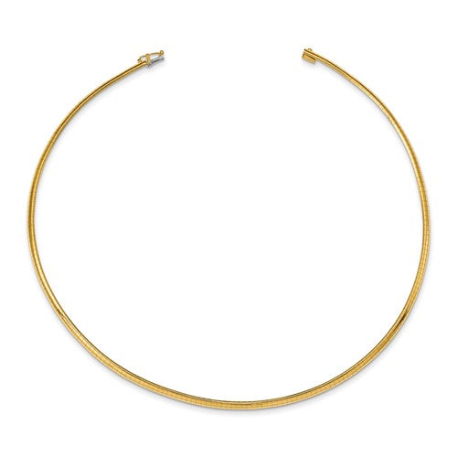 14K Yellow Gold 3mm Domed Omega Necklace Chain