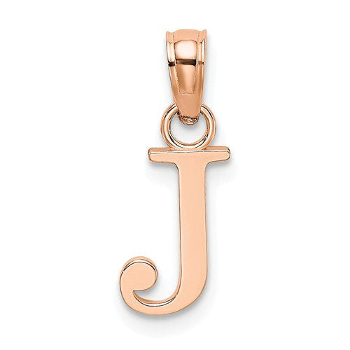 14K Rose Gold Uppercase Initial Letter J Block Alphabet Pendant Charm