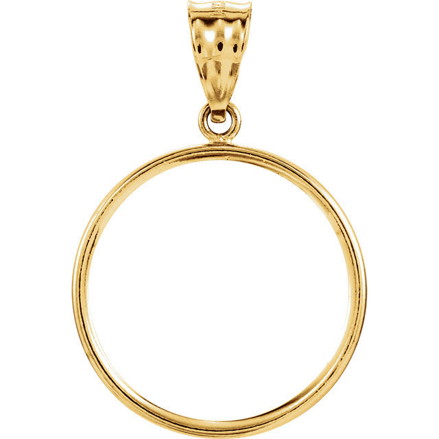 14k yellow gold holds 21.5mm x 1.5mm coins or united states us $5 dollar coin holder tab back frame pendant