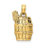 Load image into Gallery viewer, 14k Yellow Gold Wine Barrel with Grapes Pendant Charm
