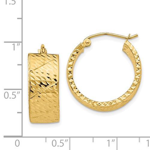 14K Yellow Gold Modern Contemporary Round Hoop Earrings