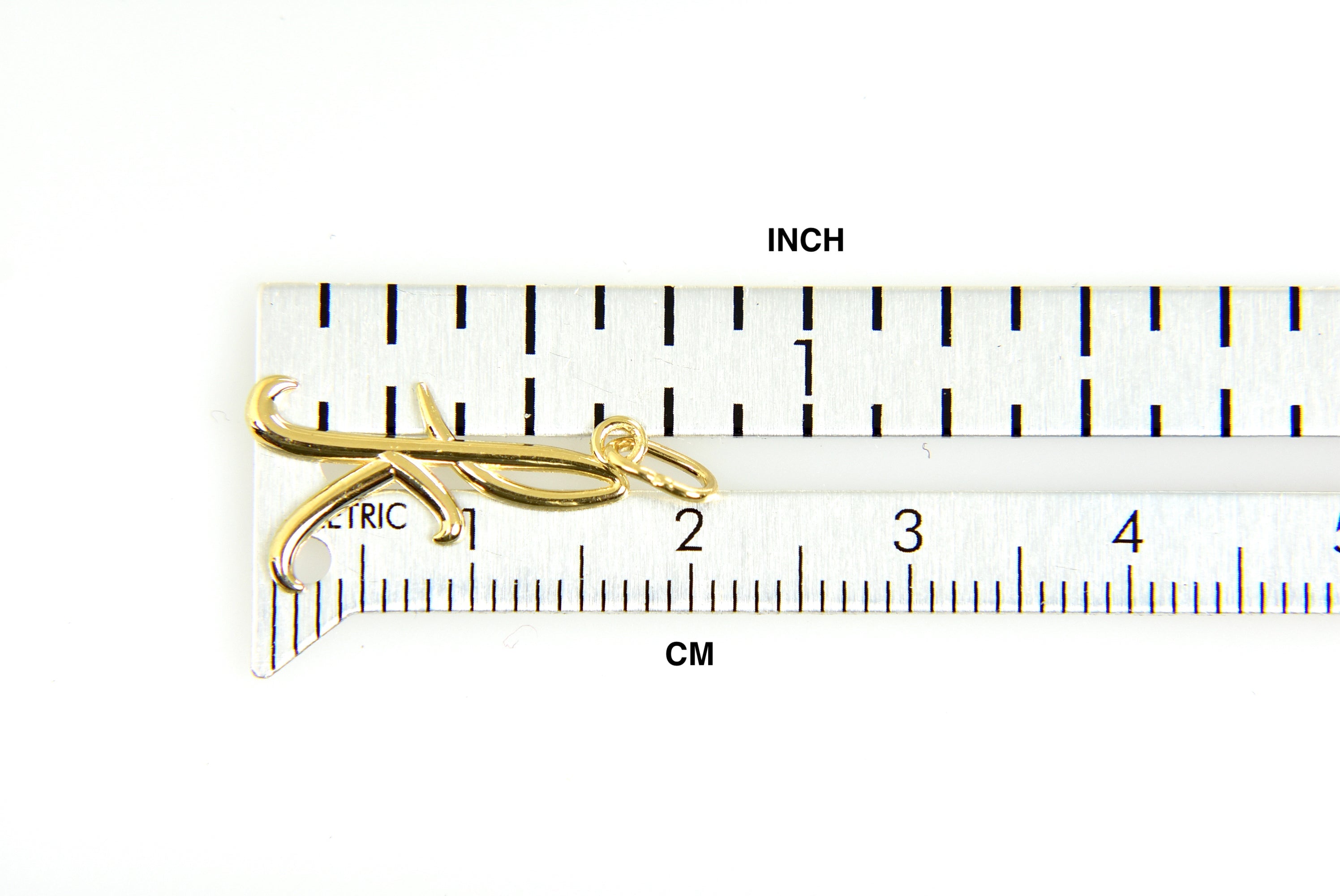 10K Yellow Gold Lowercase Initial Letter K Script Cursive Alphabet Pendant Charm