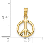 Load image into Gallery viewer, 14k Yellow Gold Peace Sign Symbol Small 3D Pendant Charm
