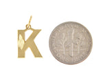 Lataa kuva Galleria-katseluun, 10K Yellow Gold Uppercase Initial Letter K Block Alphabet Diamond Cut Pendant Charm
