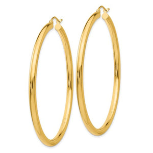 14K Yellow Gold 55mm x 3mm Classic Round Hoop Earrings